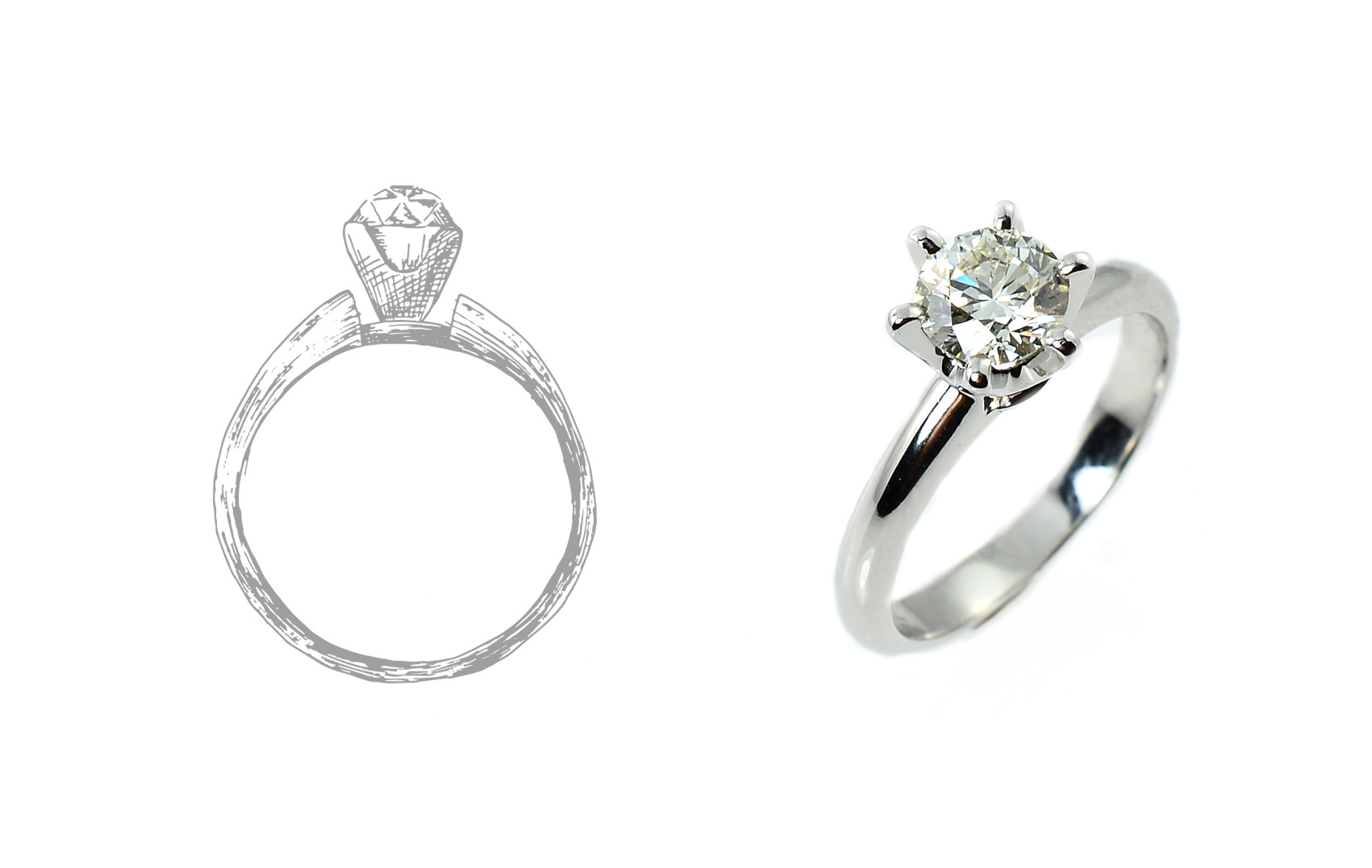 シンプルなたて詰のダイヤモンドリング